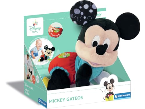 Clementoni - Baby Mickey Gateos - Peluche Interactivo para Bebés con el Que Dará Sus Primeros Pasos - Enseña Números y Sonidos de Animales - A Partir de 6 Meses - Fabricado en Italia - 55573