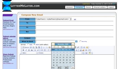 LetterMeLater, programando el envío de correos electrónicos