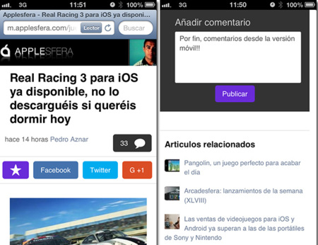 Actualizamos la versión móvil de Applesfera mejorando la lectura, gestos táctiles y comentarios