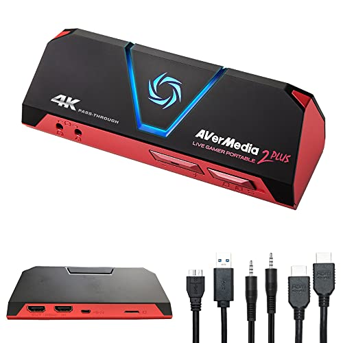 AVerMedia Live Gamer Portable 2 Plus, Captura de juegos, 4K Pass-Through, 4K Full HD 1080p60 USB, PC Free mode, Record, Stream, Plug & Play, Party Chat