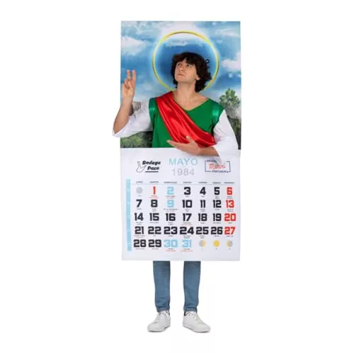My Other Me - Disfraz unisex adulto de Calendario Santo blanco con camiseta y plancha impresa con tirantes talla única (S a XL). Un toque celestial y divertido para cualquier celebración temática