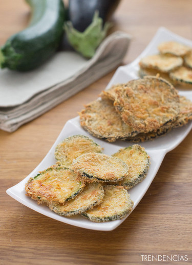 Chips de berenjena y calabacín. Receta de aperitivo