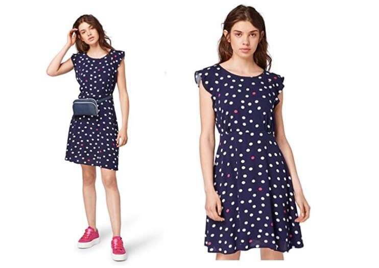 TOM TAILOR Vestido Para Mujer Con Estampado Y Botón, 31117