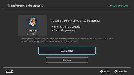 Pasar Usuario Nintendo Switch
