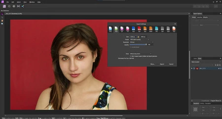 Exportar imágenes en affinity photo