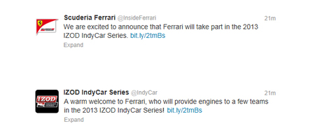 Twits Ferrari y IndyCar