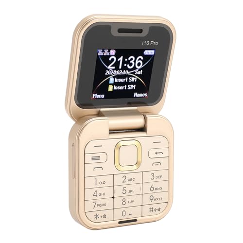 PUSOKEI Mini Flip Phone, 2G Flip Cell Phone with 1.77 Screen, HD Rear Camera, 16GB Memory, Large Buttons, 3 Card Slots, 1000MAh, for Children, People