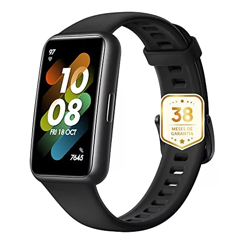 HUAWEI Band 7 スマートウォッチ、アクティビティ ブレスレット、健康とフィットネスのモニタリング、超薄型フレームレス スクリーン、2 週間のバッテリー寿命、96 のトレーニング モード、ブラック + 38 か月保証