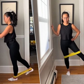 Dr. Nancy, fisioterapeuta: "Con estos cuatro ejercicios de pilates con cinta elástica podrás fortalecer la cadera, caminar mejor y prevenir caídas"