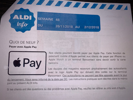 Apple Pay está a punto de llegar a Bélgica según una carta del supermercado ALDI filtrada