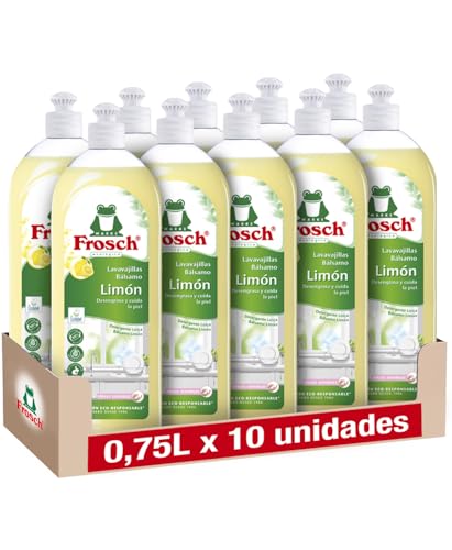 Set x10 Lavavajillas a Mano Líquido Ecológico Limón Frosch, 750 ml