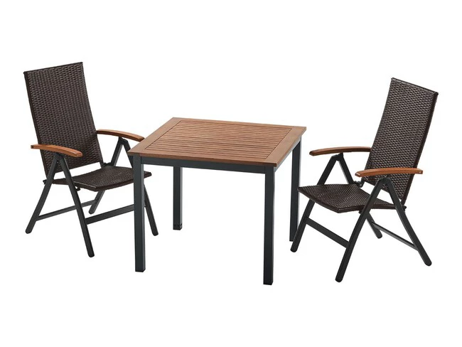 Mesa De Jardin De Aluminio Y Madera 90 X 90 Cm Zoom 4