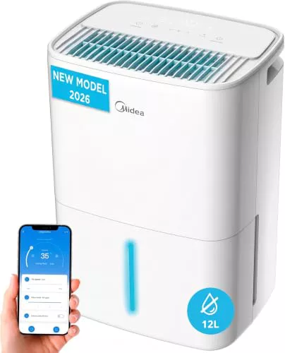 MIDEA Deshumidificador de Humedad Silencioso 12L/Dia | App/Wifi | 35 m2