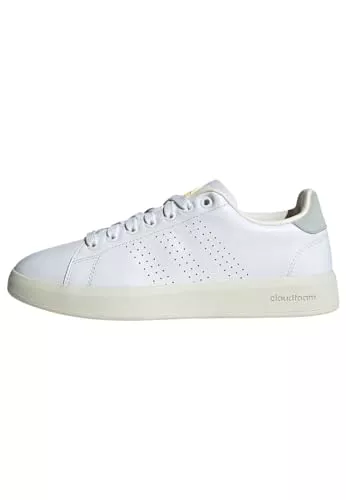 adidas Mujer Advantage Premium Leather Shoes, Cloud White / Cloud White / Silver, 41 1/3 EU