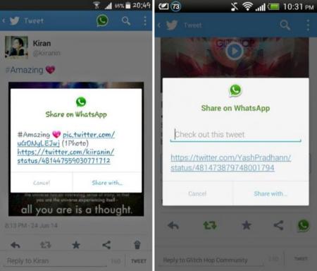Twitter prueba un botón para compartir tweets directamente en WhatsApp