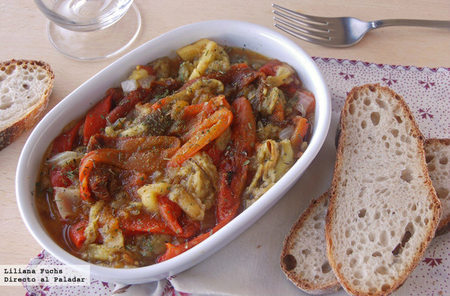Ensalada de hortalizas asadas con aliño de cítricos. Receta