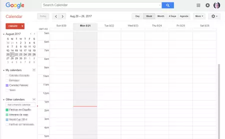 現在の Google カレンダーのデザイン