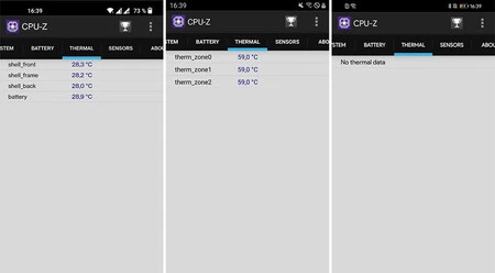 3 つの異なる携帯電話の温度センサー