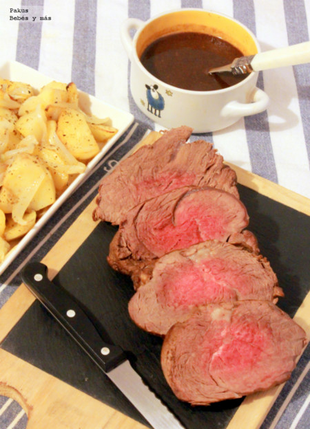 Solomillo de ternera con miel, soja y mostaza asado en bolsa. Receta para toda la familia