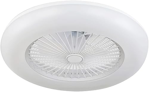 LEDUNI -Ventilador de Techo con Led Lámpara LED 36W - Ventilador Invisible App Control con Mando a Distancia Luz Regulable -Luz Fría/Neutra/Cálida - Φ55*H20cm - Iluminación Decorativo