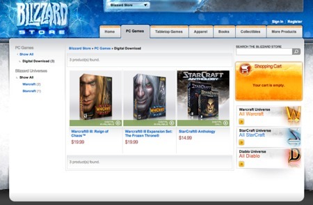 Blizzard ya vende títulos en formato digital desde su tienda online