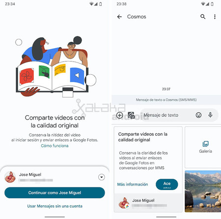 Google Mensajes Vídeos