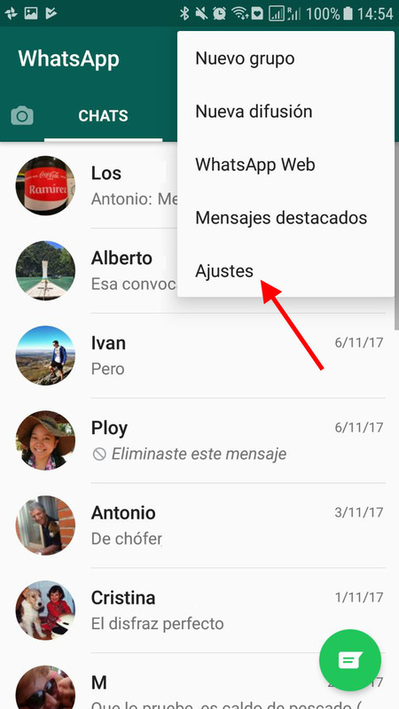 Ajustes Whatsapp