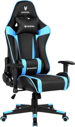 Oversteel - ULTIMET Silla Gaming Profesional Polipiel, Reposabrazos 2D, Ajustable en Altura, Respaldo Reclinable 180º, Pistón Gas Clase 3, Hasta 120Kg, Color Azul
