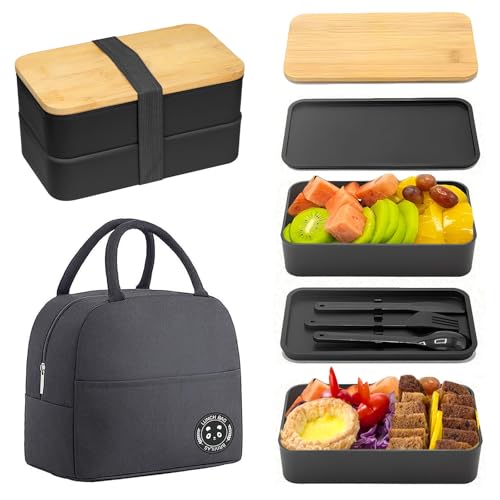 Fhioevt Lunch Box Lonchera con 2 Compartimentos 