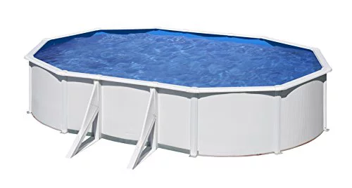 Piscina de Acero Elevada,Forma Ovalada con Aspecto Acero Blanco. Piscinas Desmontables para Jardín 610 x 375 x 120 cm - Piscina Gre KITPROV613 Bora Bora.