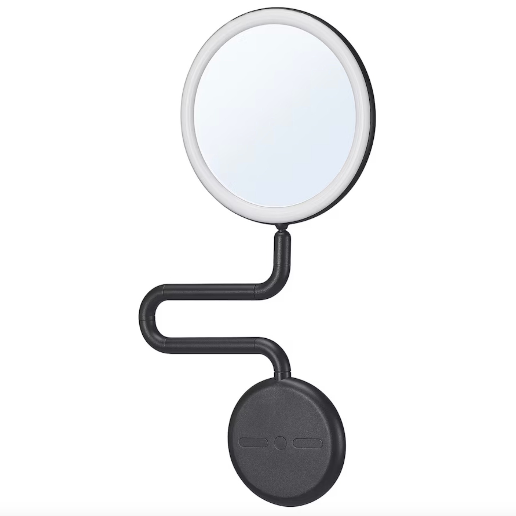 Espejo con iluminación integrada, regulación intensidad luminosa de montaje en pared/negro