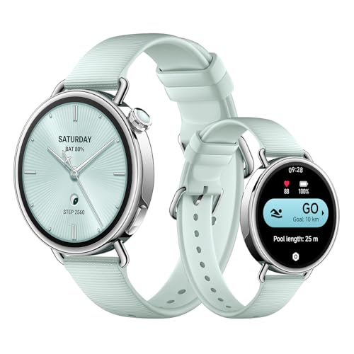 XIAOMI Watch S4 41mm, Smartwatch, Diámetro de 41 mm, Cuerpo Ultraligero de 32g, Pronóstico Menstrual, 150+ Modos Deportivos, Funciones de Seguridad, HyperOS 3, Correa de Goma fluorada (Verde)