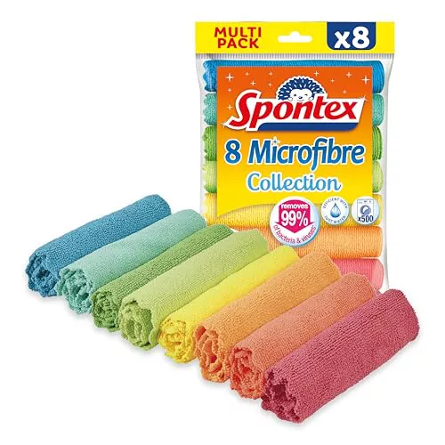 Pack x8 Paño de Limpieza de Microfibra Spontex Microfibre Collection