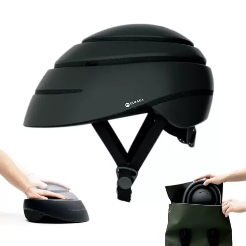 CLOSCA. Casco Plegable para Bicicleta y Patinete eléctrico. Ligero, Compacto y homologado. Diseño Urbano Unisex para Hombre y Mujer. Casco Bici Adulto para Ciclismo y Ciudad.