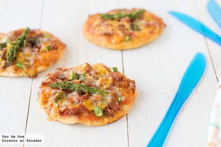 Mini pizzas de jamón y trigueros. Receta