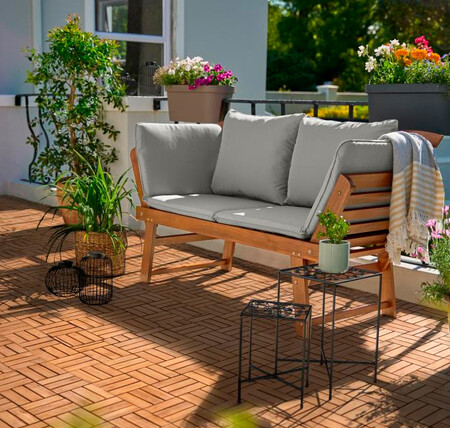 Banco De Madera Para Jardin Con Cojines