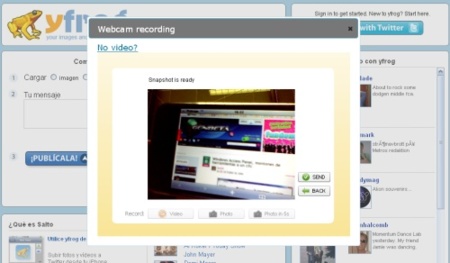 Yfrog ahora permite actualizar Twitter desde la webcam