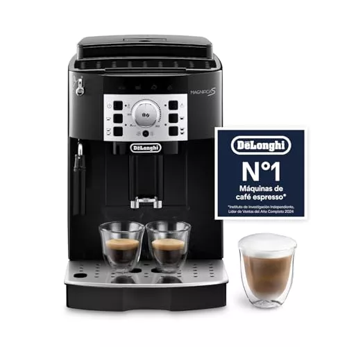 De’Longhi Magnifica S – Perfetto Cafetera Superautomática, Espumador de Leche manual, Espresso y Cappuccino, Panel de Control con Botones, Negro (ECAM22.110.B)