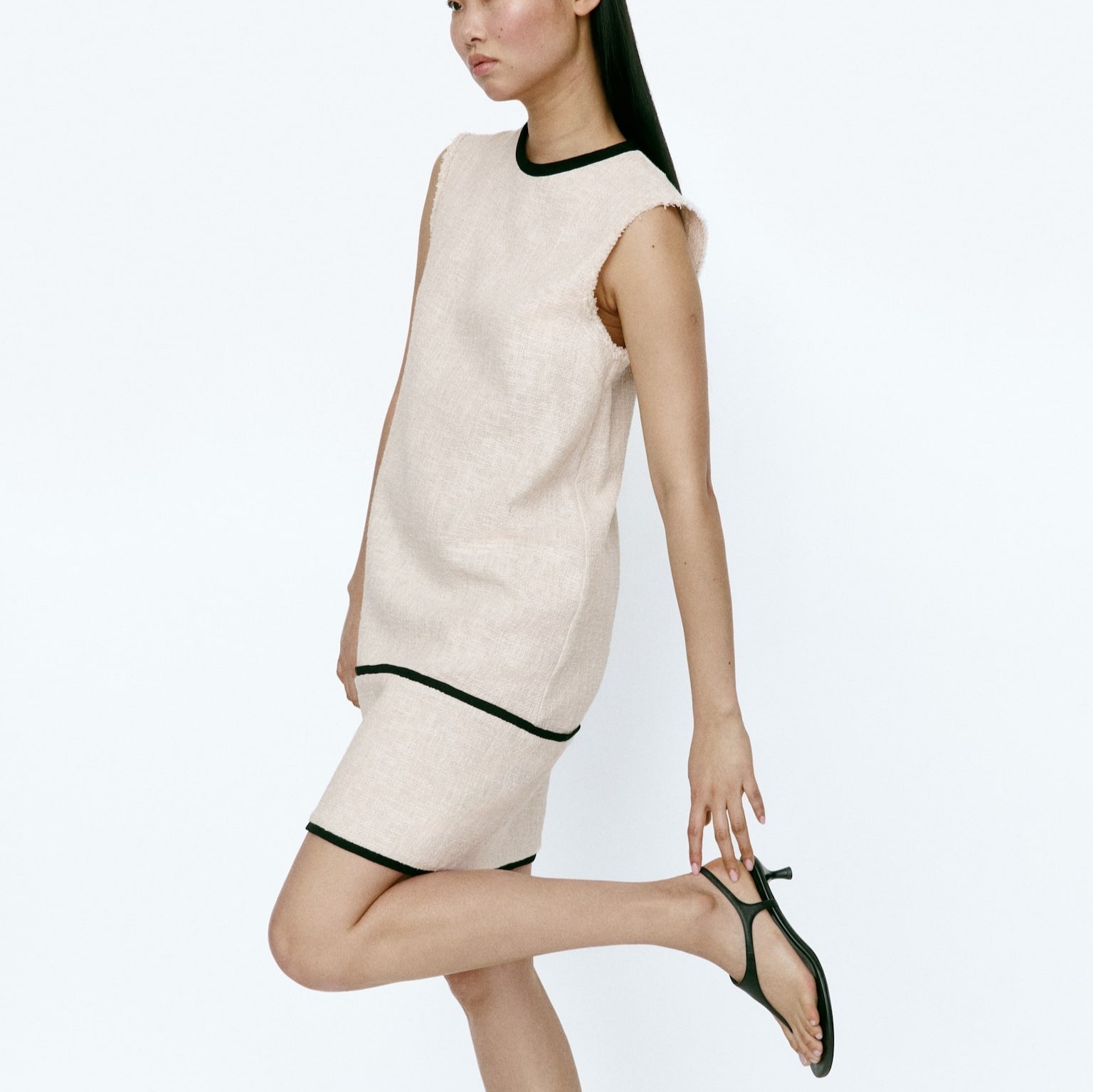 Vestido recto en mezcla de lino

