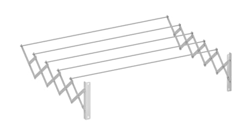 Cuncial - Tendedero Extensible de Pared 180 cm | Acero Blanco con 5 Barras Reforzadas | Plegable, Compacto y Resistente | Capacidad 9 m Lineales | Garantía 3 Años