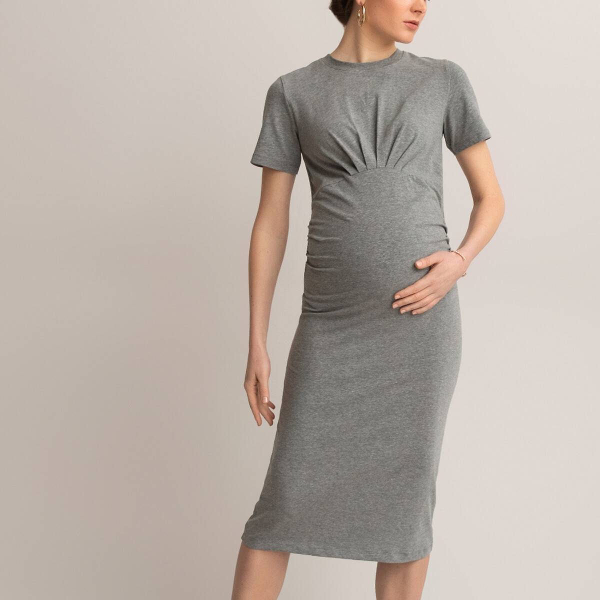 Vestido de embarazo recto, manga corta gris jaspeado LA REDOUTE COLLECTIONS