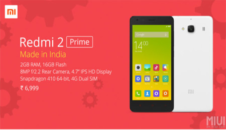 Xiaomi presenta el Redmi 2 Prime, su primer teléfono fabricado íntegramente en India