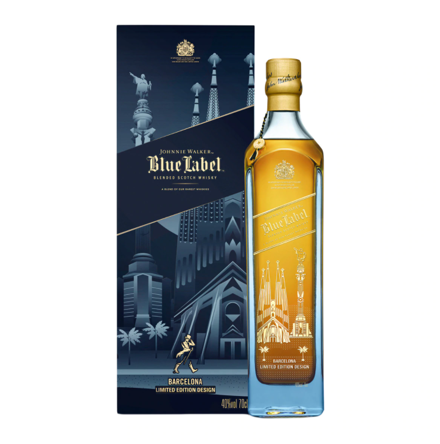 Whisky Johnnie Walker Blue Label Barcelona Edición Limitada. Un whisky único, delicado, profundo y complejo que incorpora todos los sabores característicos de los whiskies de la familia Walker. Una obra maestra.