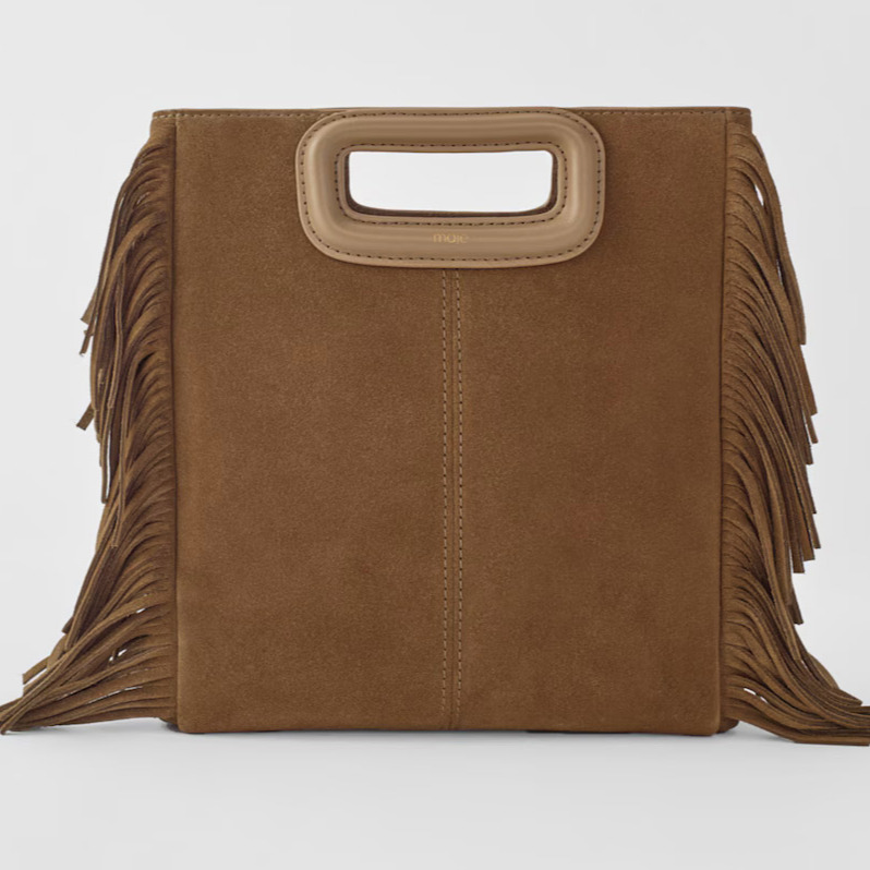 Maje - Bolso de mano M con flecos de ante.