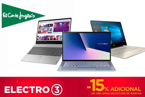 Hasta esta medianoche puedes estrenar uno de estos 9 portátiles de ASUS, Lenovo, LG o MSI ahorrando un 15% extra en el Electro 3 de El Corte Inglés