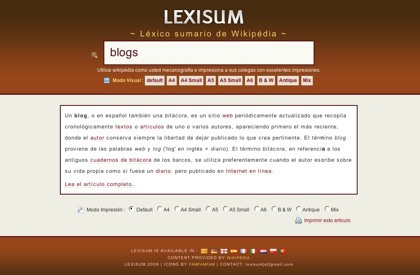 Lexisum, una forma sencilla y rápida de acceder a los artículos de la Wikipedia