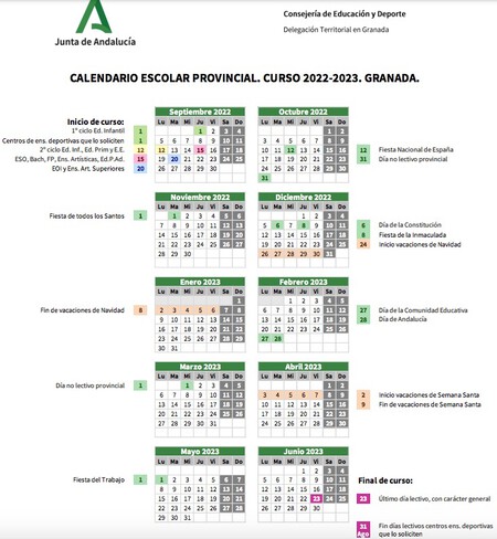 Calendario-escolar-Granada-2022-2023