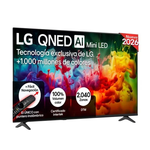 Smart TV QNED 75" (190,5 cm) LG 75QNED7EB3A con IA, 4K MiniLED, 60 Hz, Procesador Inteligente a7 AI Processor 4K Gen9, Dolby Digital Plus, AI Sound Pro
