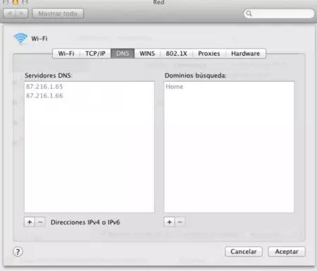 Cambiar DNS en OS X