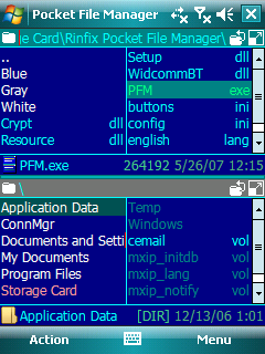 Pocket File Manager, gestor de ficheros a la Norton Commander